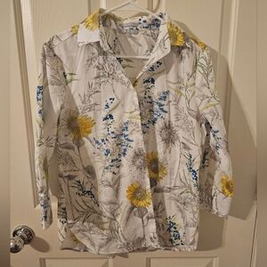 Hinson Wu Margot long sleeve floral print shirt 100% Cotton Size 6
